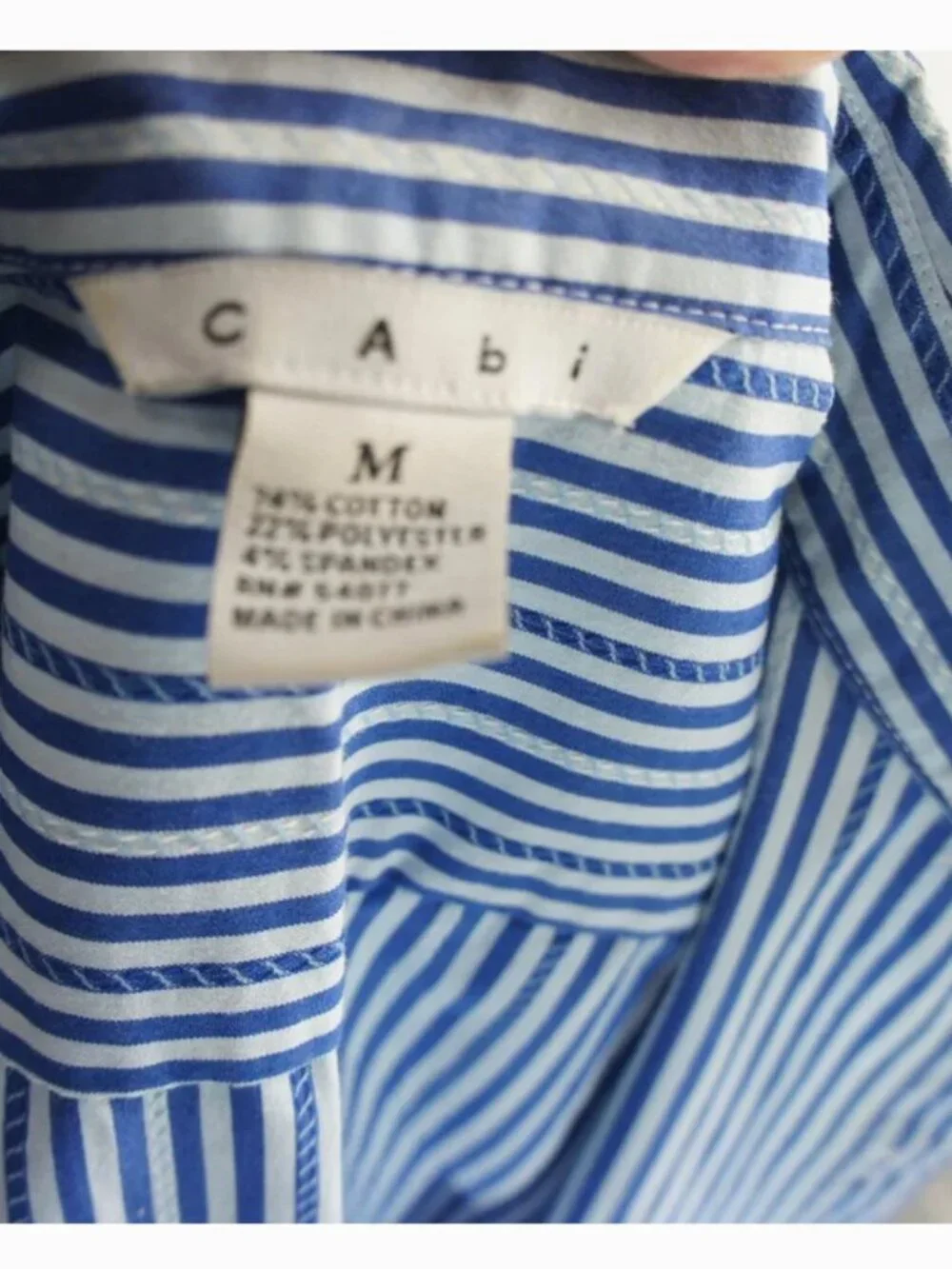 Cabi Blue Stripe Cotton Blend Blouse size M